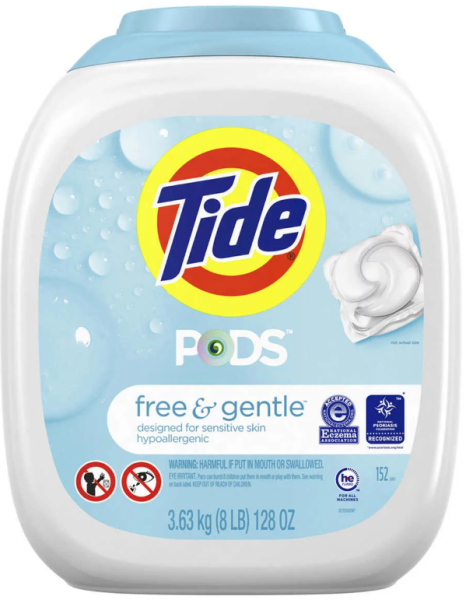 TIDE PODS 'Free & Gentle' Laundry Detergent, Sensitive Skin 152 Pacs 3630 gr